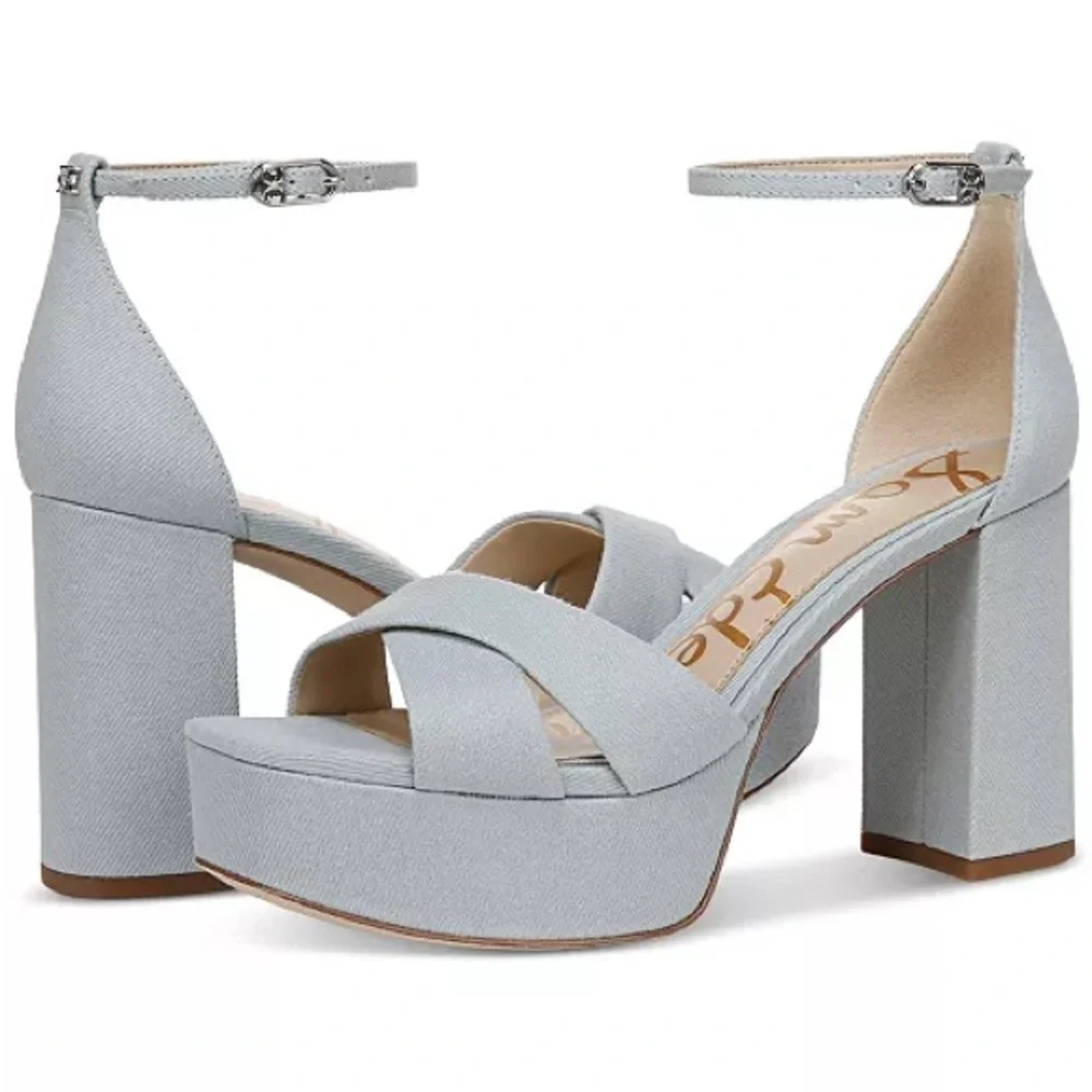 Sam Edelman Women's Jullian Platform Dress Sandals‎ Powder Blue Size 8.5